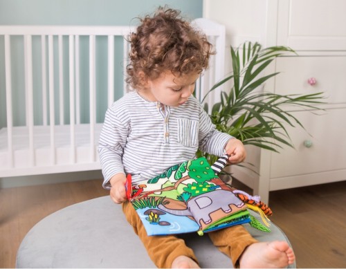Książeczka sensoryczna książka dla niemowląt Zwierzaki Dżungli, Jolly Baby